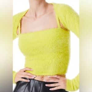 Alice and Olivia Luetta Sweater Shrug Set NWT L Citron